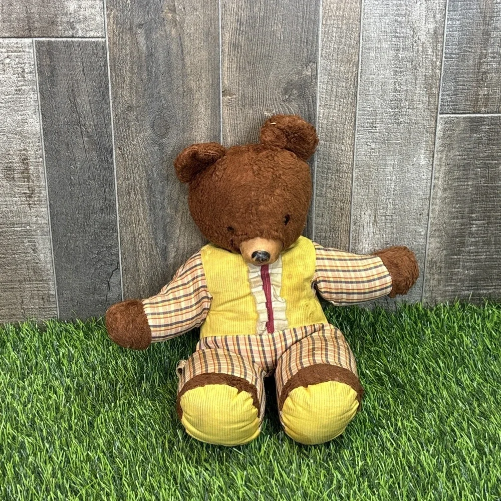 Vintage Ideal Toy Company Teddy‎ Bear It's A Wonderful Toy Plaid Outfit USA